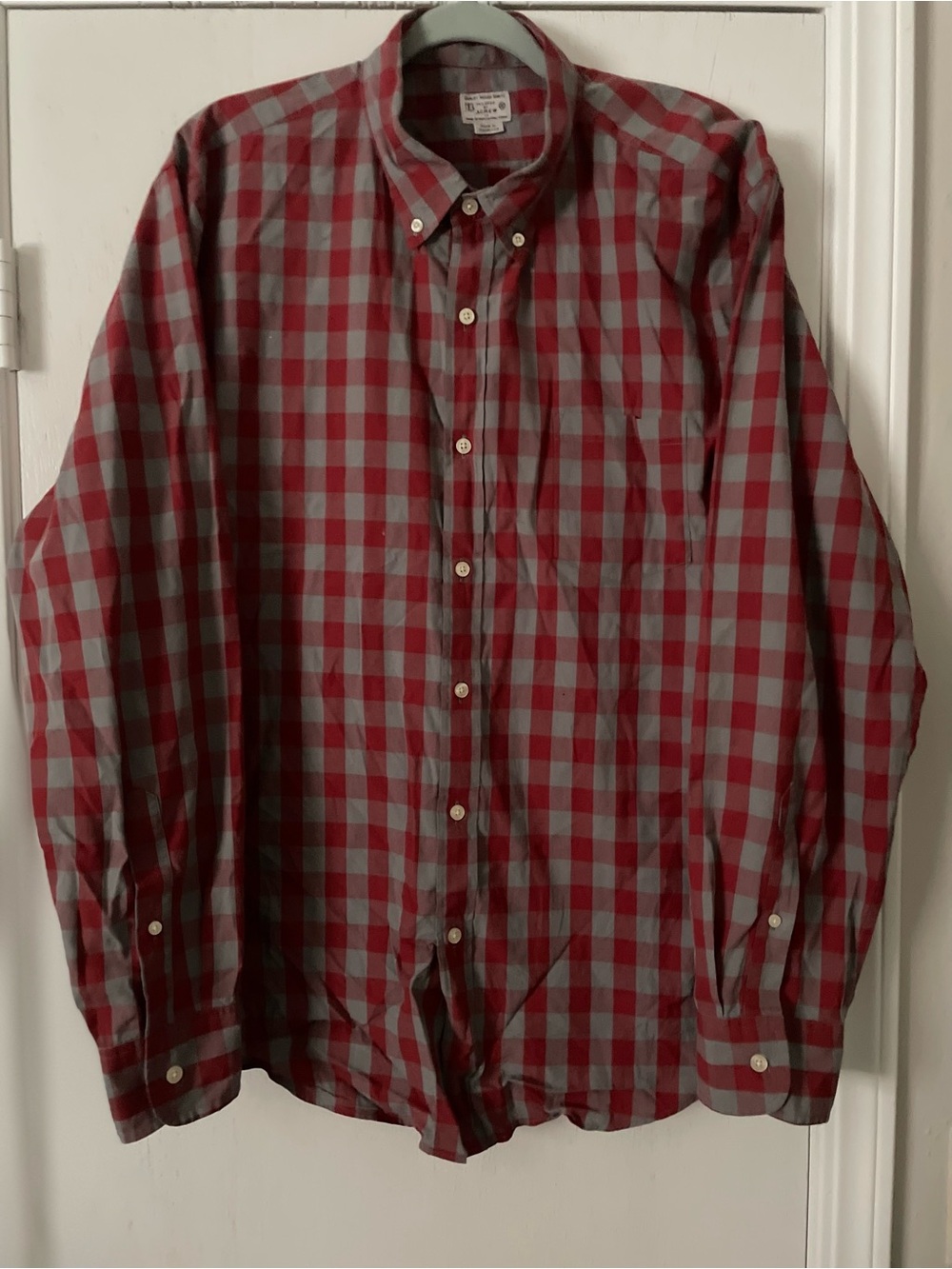 Vintage J. Crew Red and Gray Check Button-Down Shirt